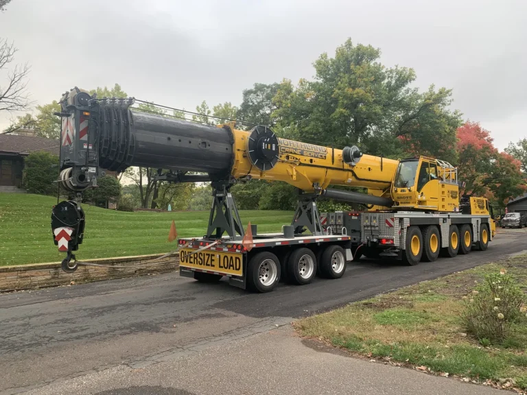 Large crane set up on a residential street